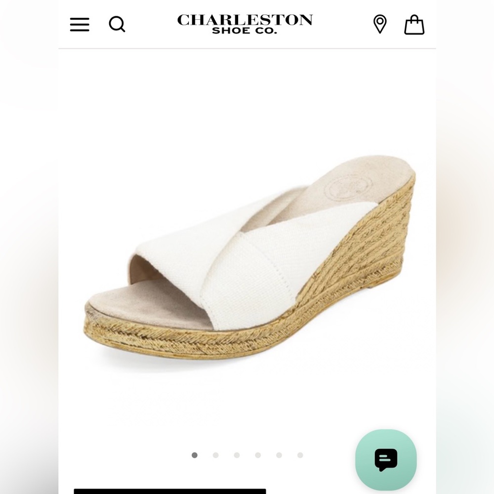 CHARLESTON SHOE CO. Cream Canvas Espadrille Wedge Mule